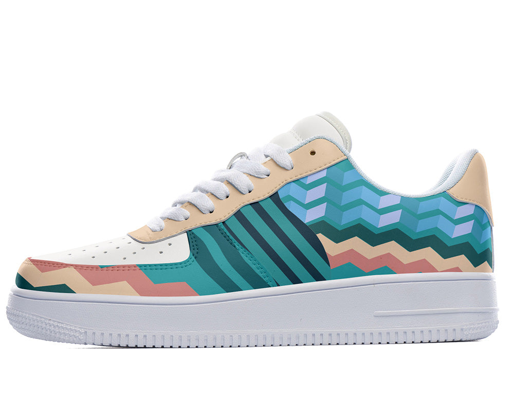 Teal Chevron Sneakers: Chevron & Stripe Pattern Sneakers