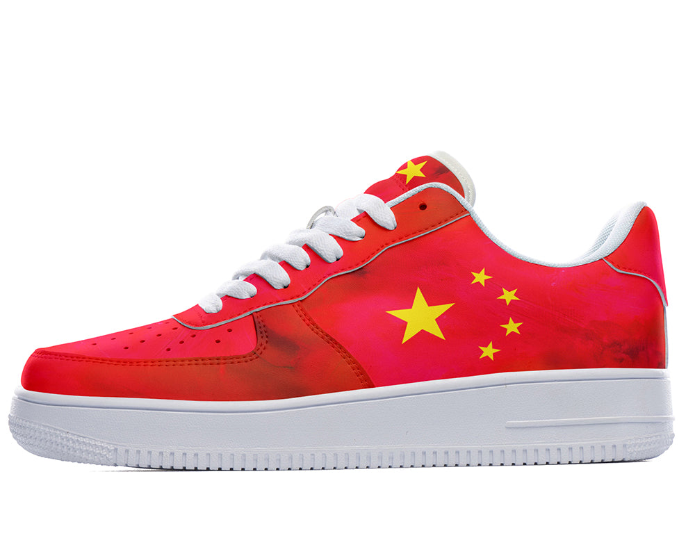 China Flag Sneakers: Chinese Flag Pattern Court Sneakers