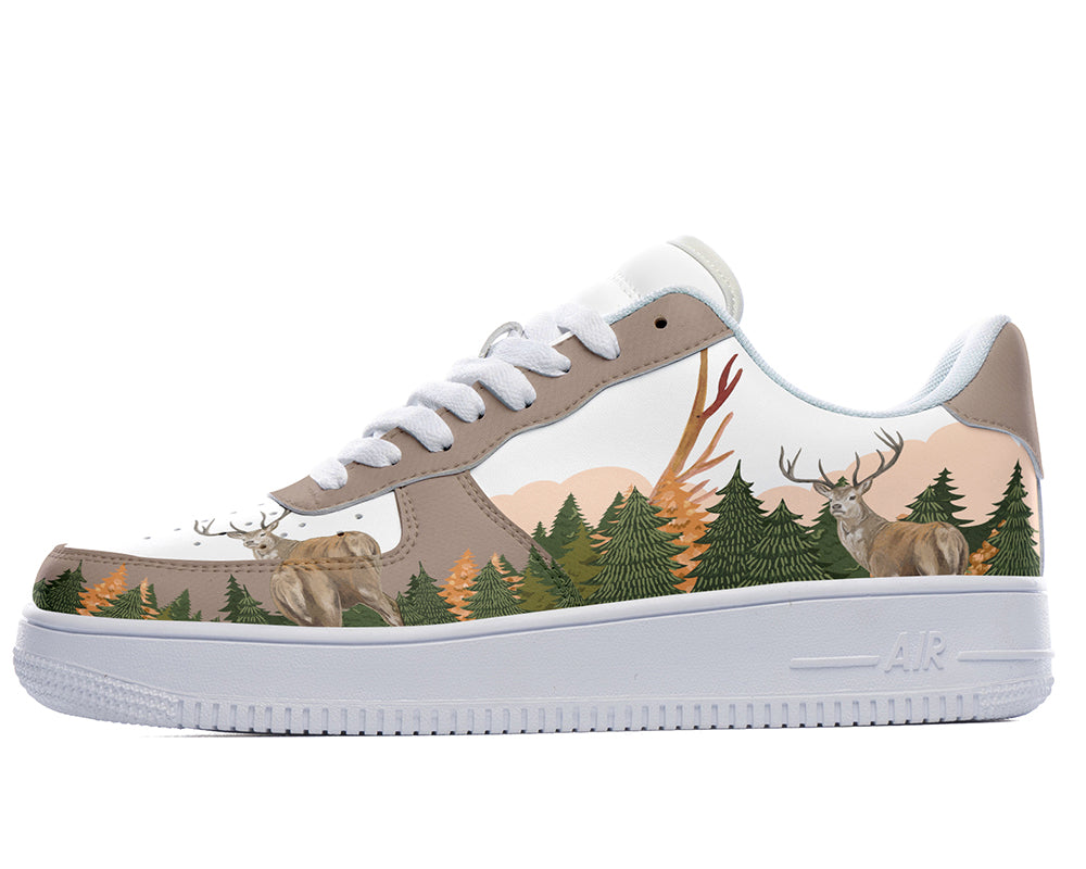 Deer Sneakers: Woodland Deer Illustration Court Sneakers