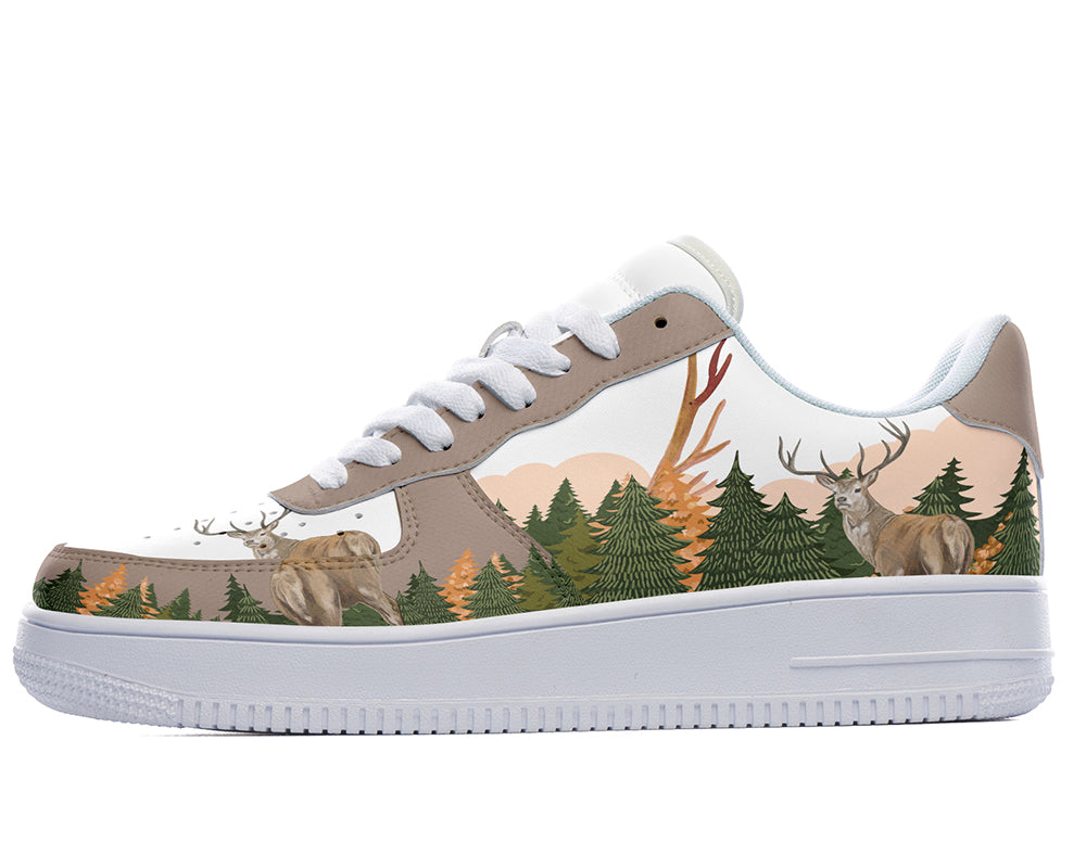 Deer Sneakers: Woodland Deer Illustration Court Sneakers