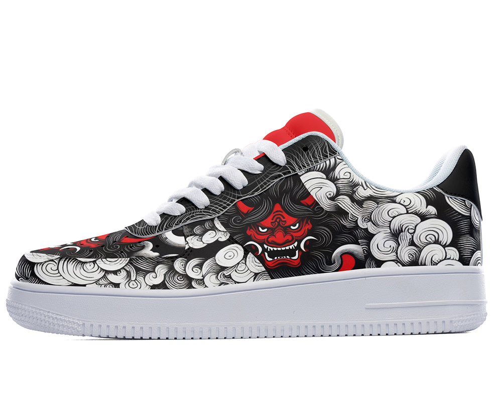 Oni Mask Sneakers: Japanese Demon Wave Court Sneakers