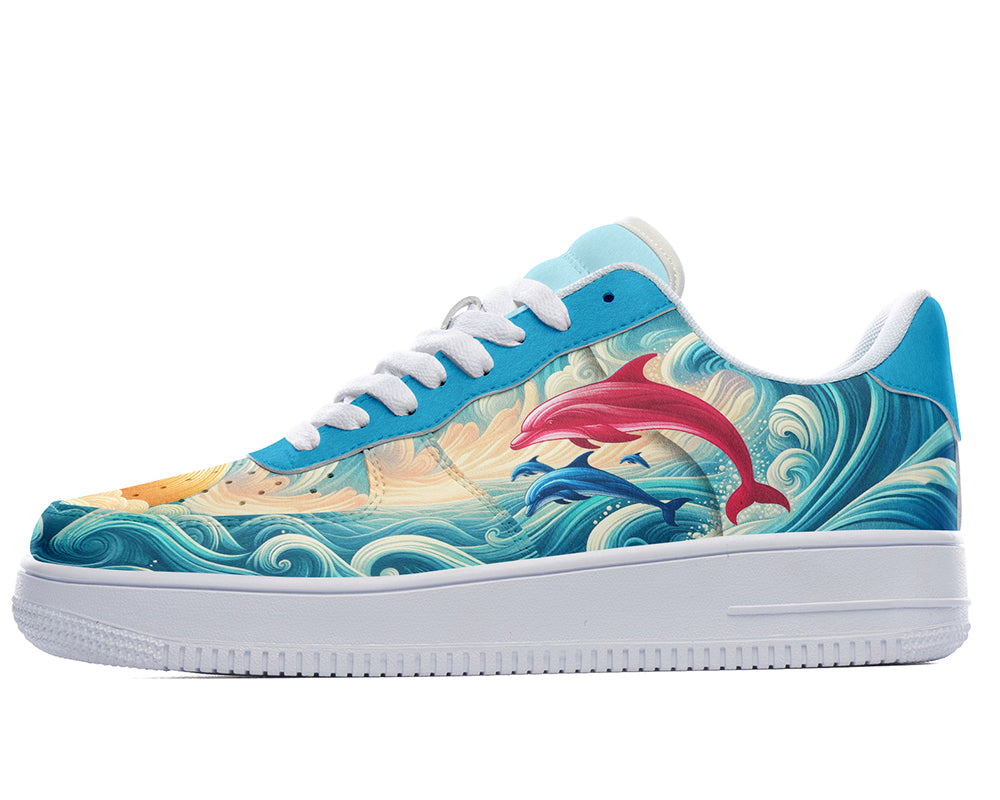 Dolphin Sneakers: Dolphin Illustration Court Sneakers
