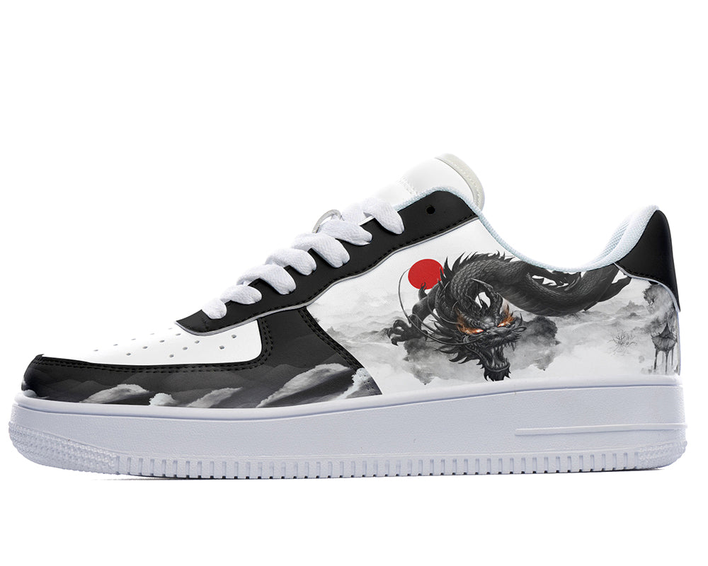 Dragon Sneakers: Dragon Illustration Court Sneakers