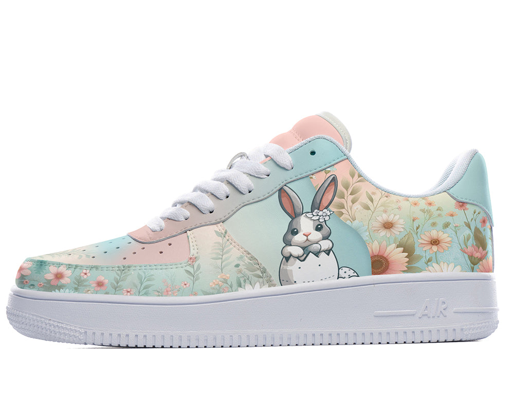 Easter Bunny Sneakers: Easter Bunny Floral Pattern Court Sneakers