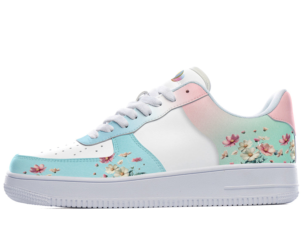 Spring Floral Sneakers: Easter Floral Pattern Court Sneakers