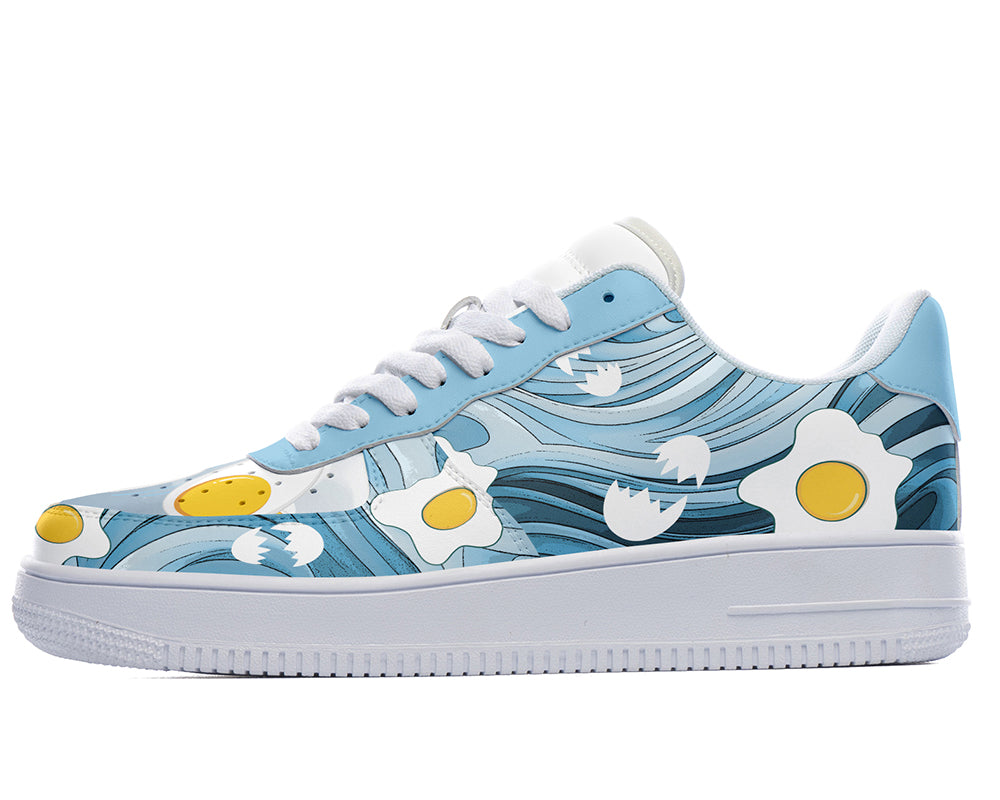 Fried Egg Sneakers: Fried Egg Pattern Court Sneakers