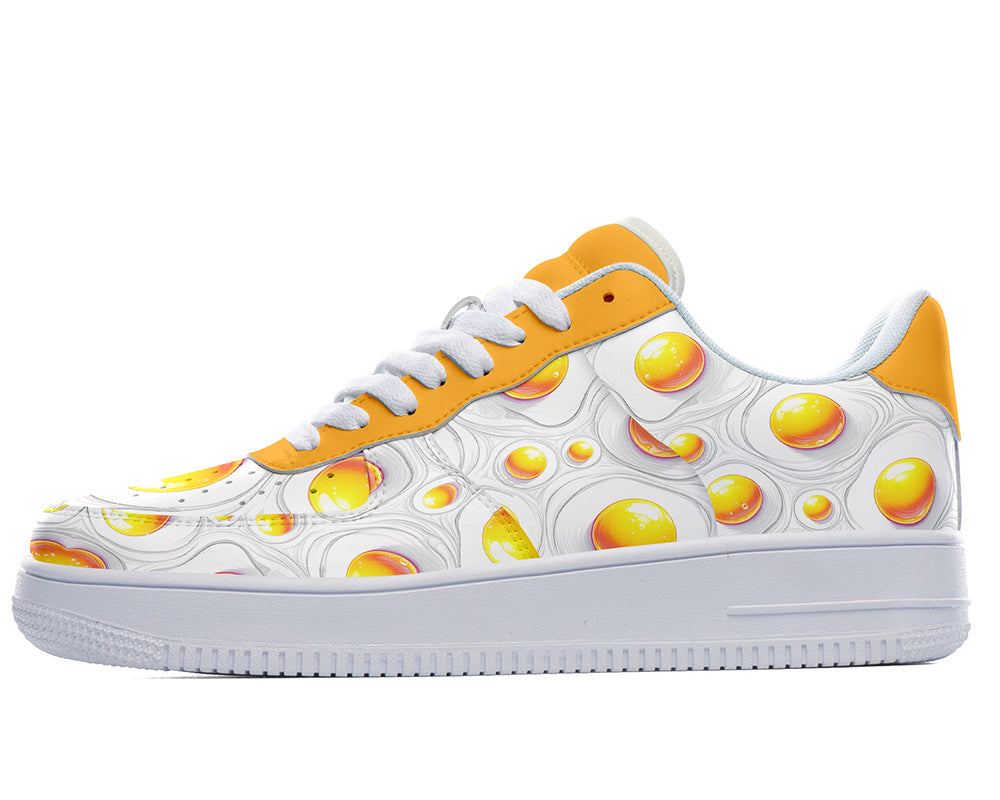 Sunny Side Up Sneakers: Sunny Side Up Egg Pattern Court Sneakers