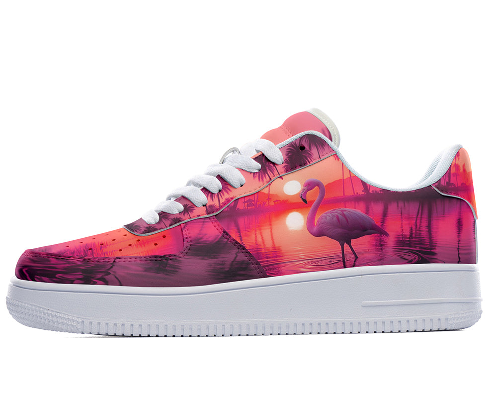 Flamingo Sneakers: Flamingo Illustration Court Sneakers