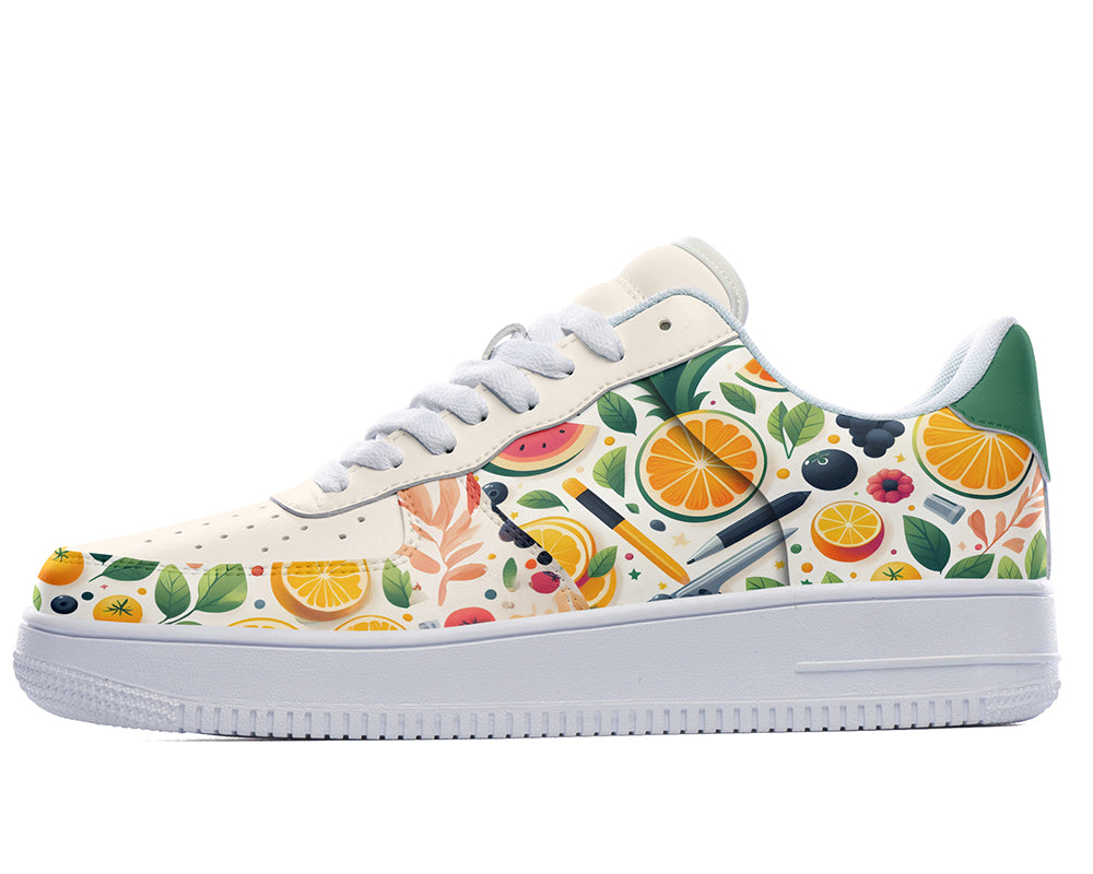 Fruits Sneakers: Fruit Pattern Court Sneakers