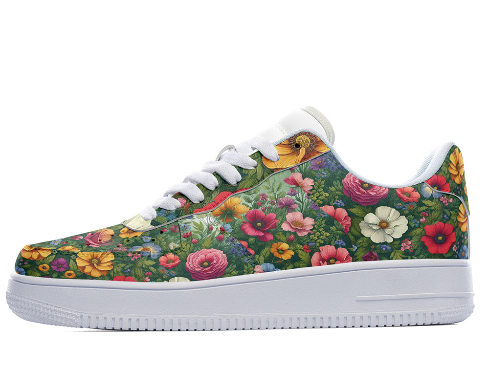 Flower Garden Sneakers: Floral Garden Illustration Court Sneakers