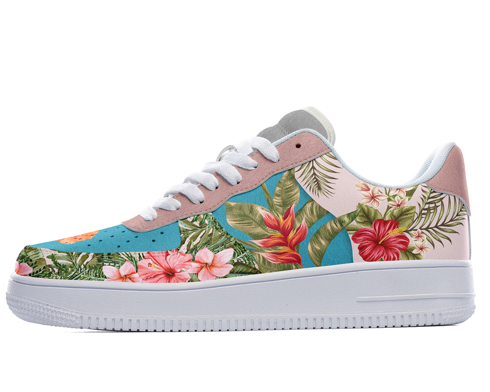 Tropical Bloom Sneakers: Tropical Flowers Court Sneakers