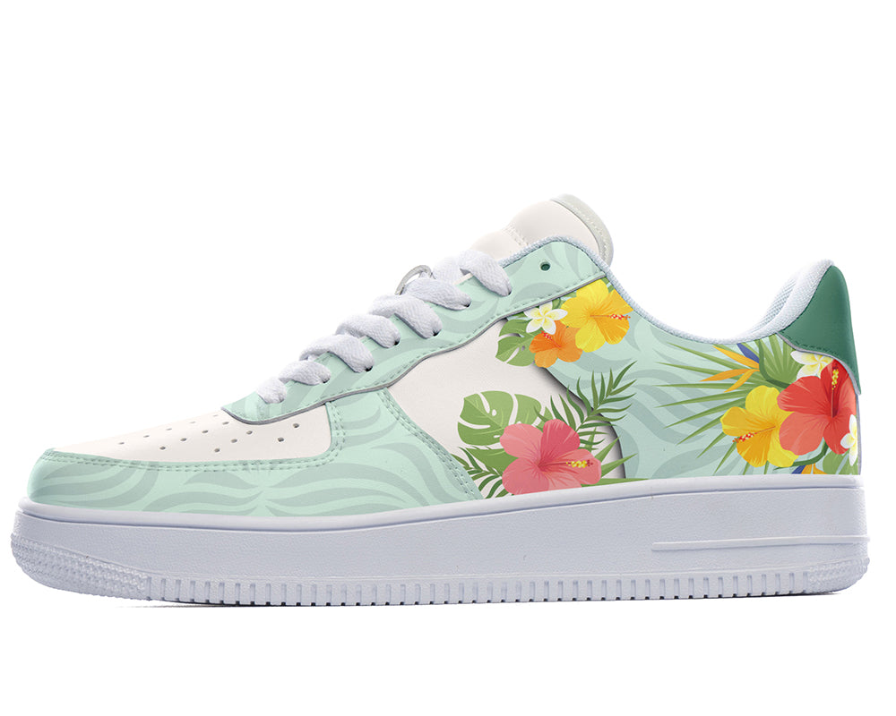 Hibiscus Sneakers: Hibiscus Flower Pattern Court Sneakers