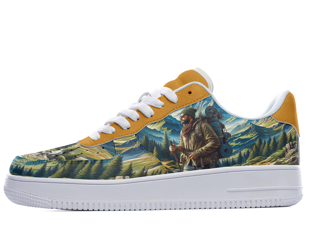 Hiking Sneakers: Mountain Hiking Illustration Court Sneakers