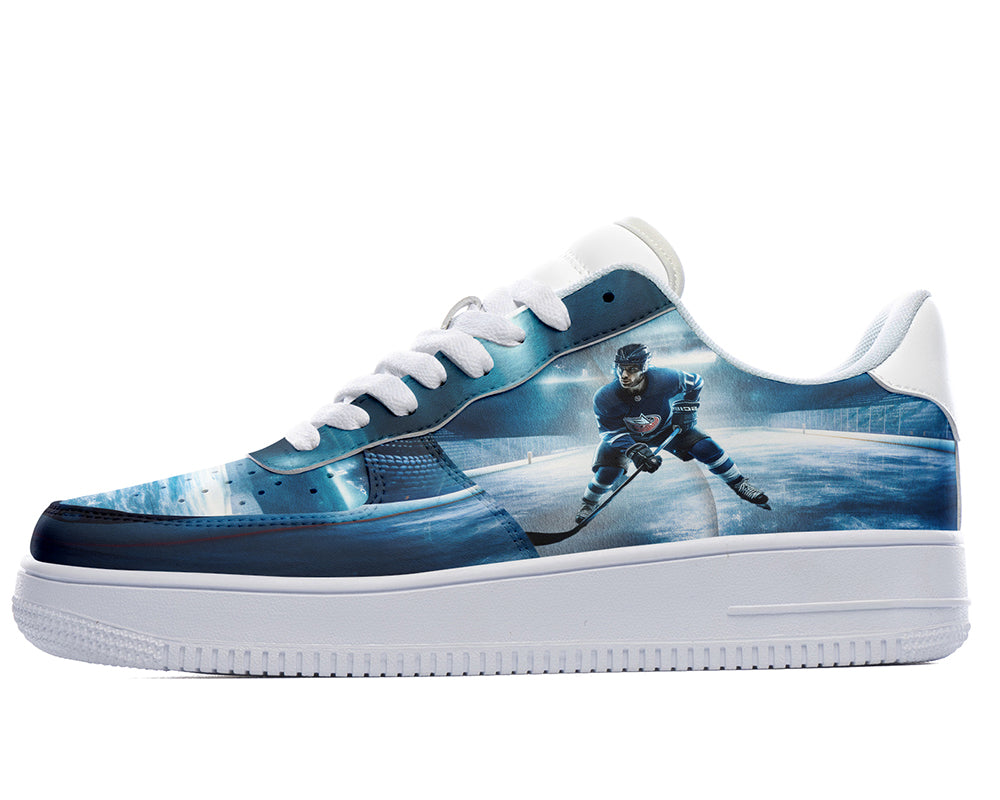 Hockey Sneakers: Hockey Player Ice Rink Scene Court Sneakers