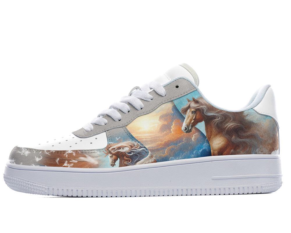 Horse Sneakers: Horse Illustration Court Sneakers