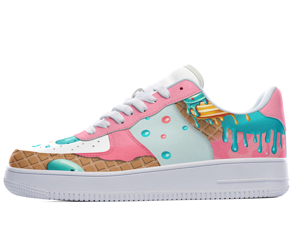 Ice Cream Sneakers: Ice Cream Illustration Court Sneakers