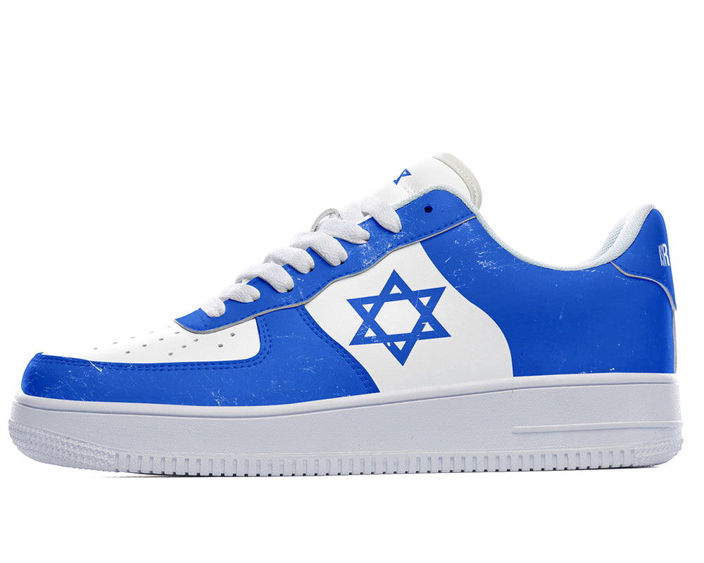 Israeli Flag Sneakers: Israeli Flag Pattern Court Sneakers