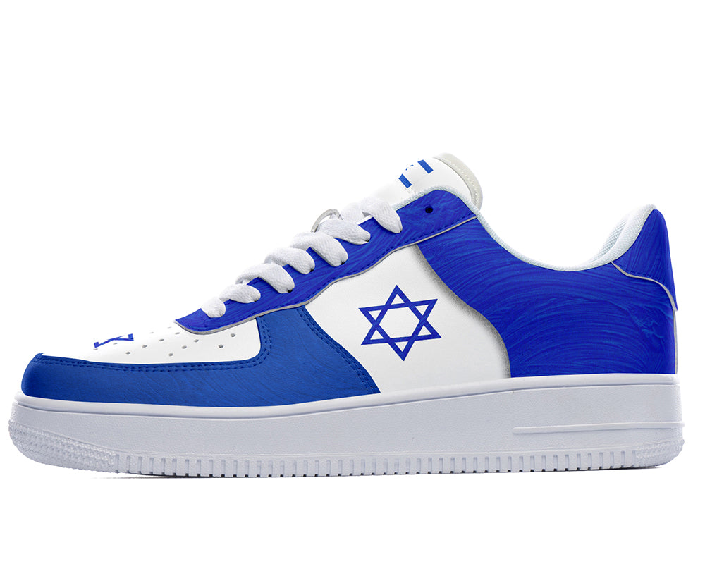 Israeli Flag Sneakers: Israeli Flag Pattern Court Sneakers
