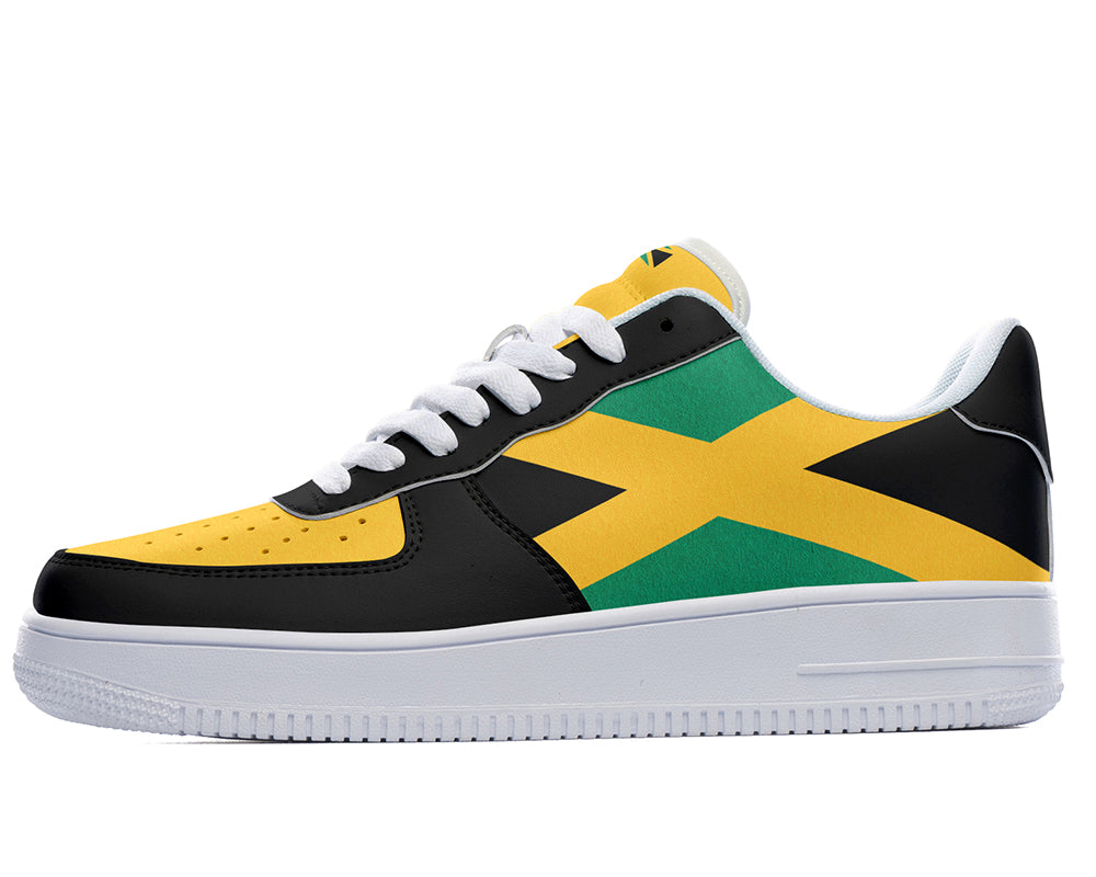Jamaican Flag Sneakers: Jamaican Flag Pattern Court Sneakers