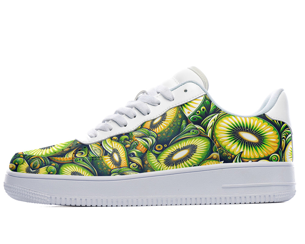 Kiwi Sneakers: Kiwi Fruit Pattern Court Sneakers