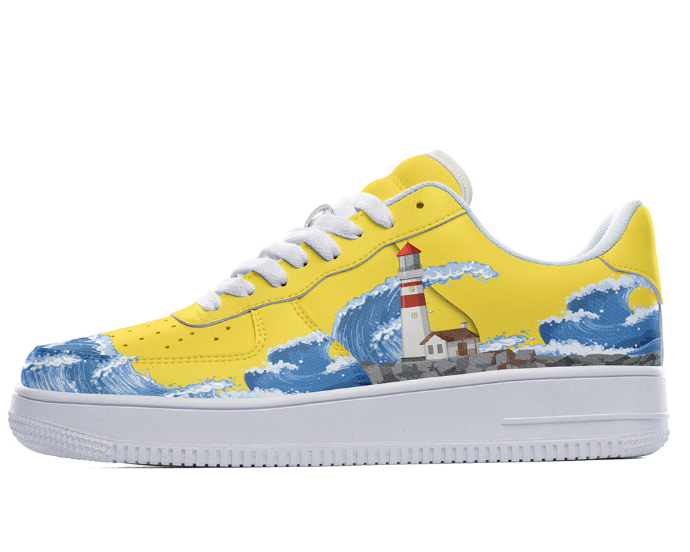 Lighthouse Sneakers: Lighthouse Illustration Court Sneakers