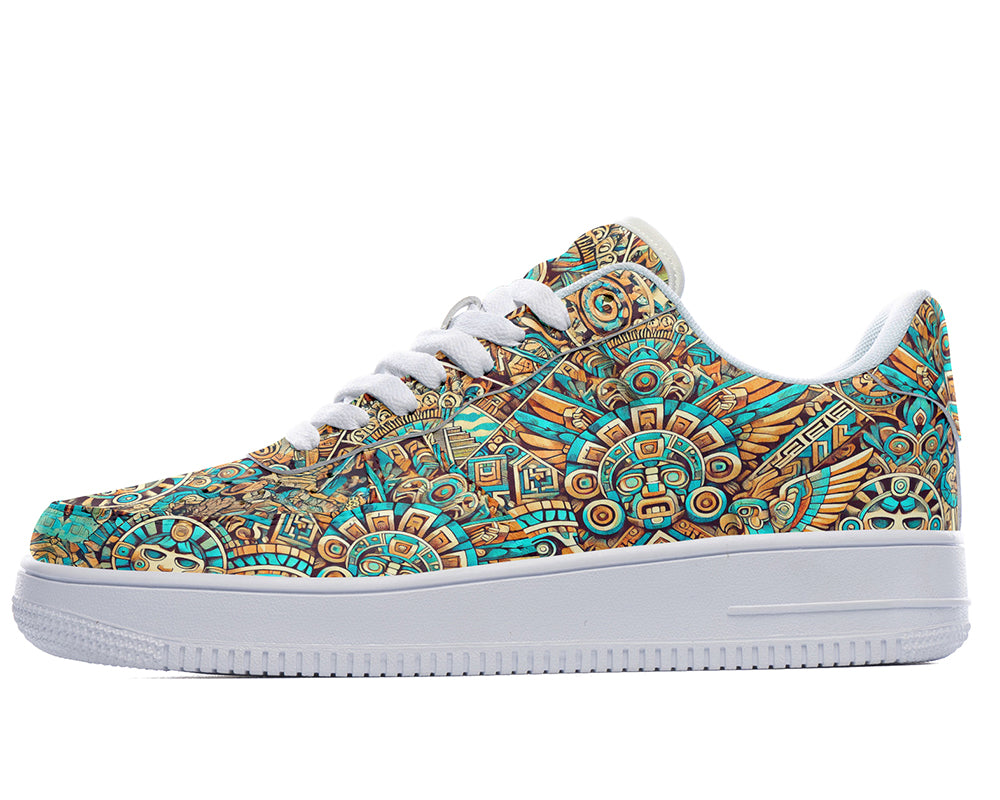 Mayan Sneakers: Mayan Pattern Court Sneakers