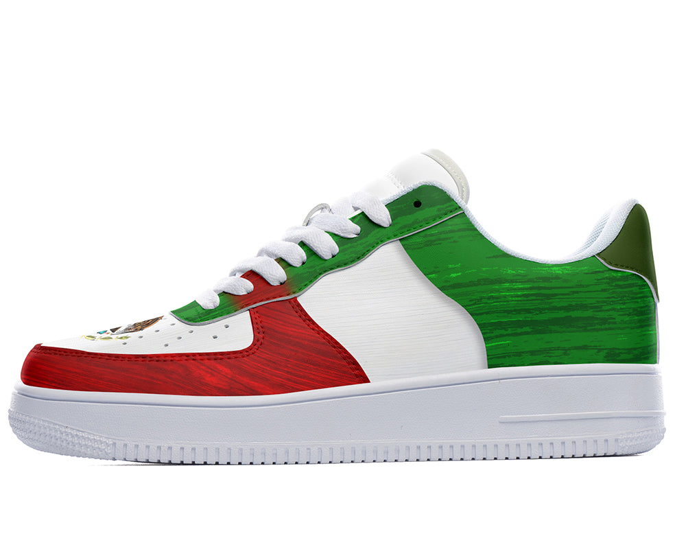 Mexican Flag Sneakers: Mexican Flag Pattern Court Sneakers