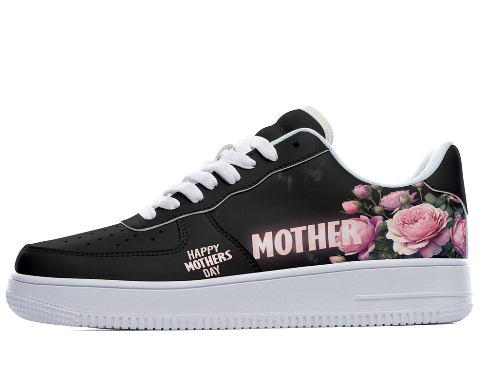 Mother’s Day Sneakers: Black Floral Mother Court Sneakers