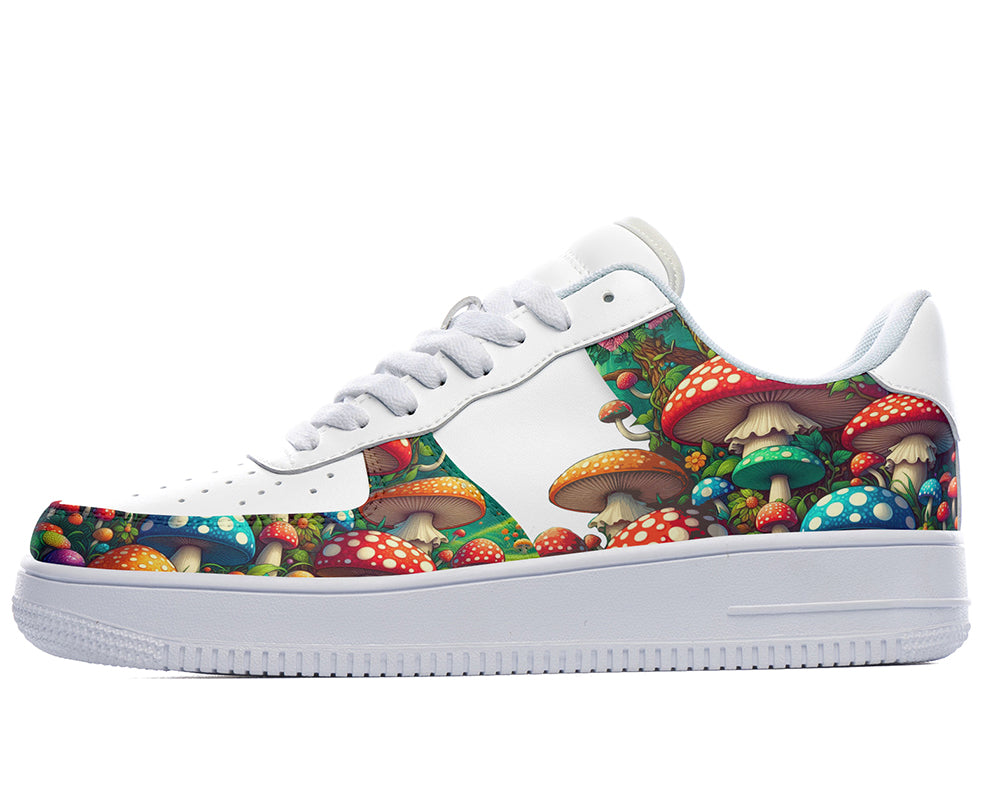 Mushroom Sneakers: Colorful Woodland Shroom Pattern Court Sneakers