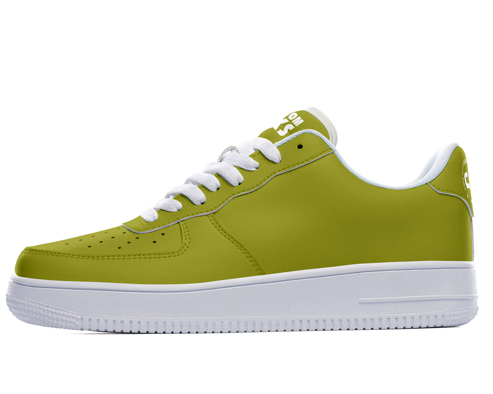 Olive Green Sneakers: Solid Olive Green Court Sneakers