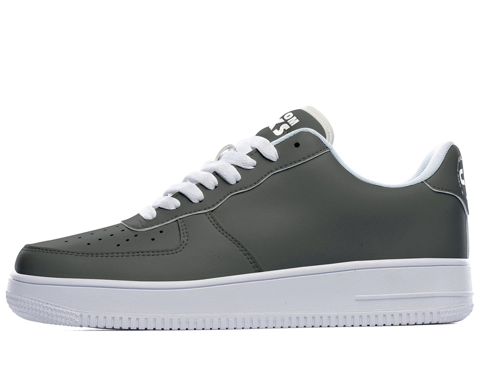 Charcoal Gray Sneakers: Solid Charcoal Gray Court Sneakers