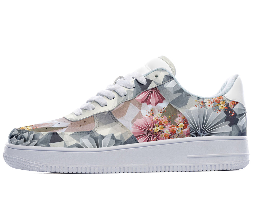 Origami Flower Sneakers: Origami Paper & Flower Pattern Court