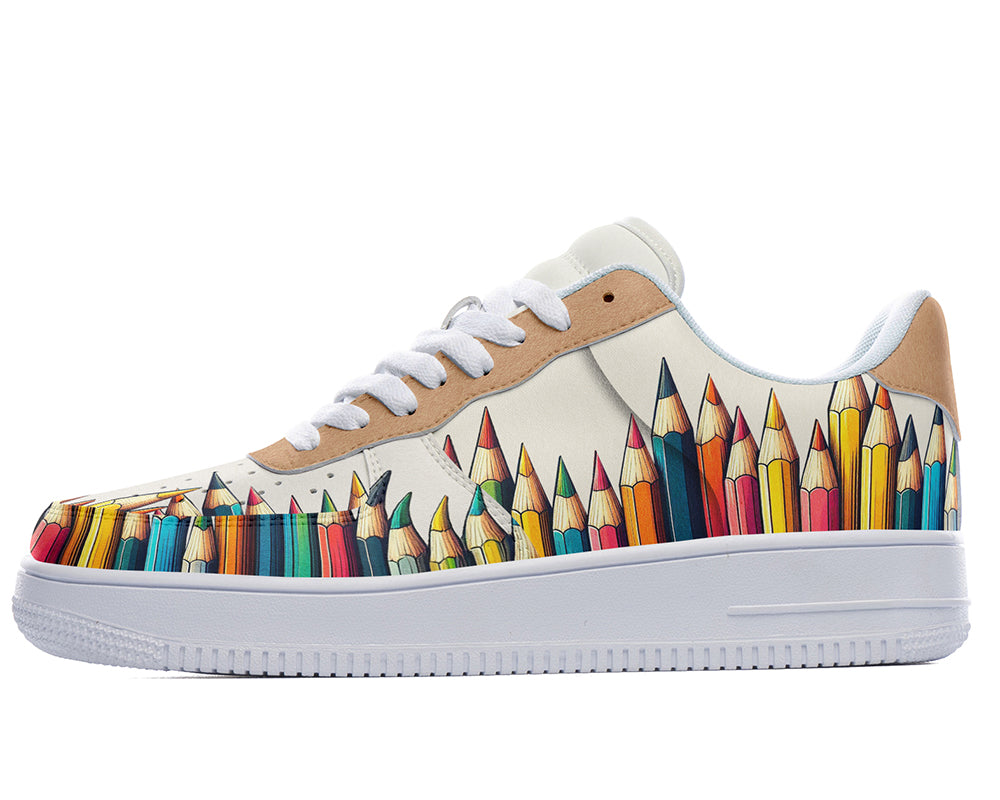 Pencil Sneakers: Pencil Pattern Court Sneakers