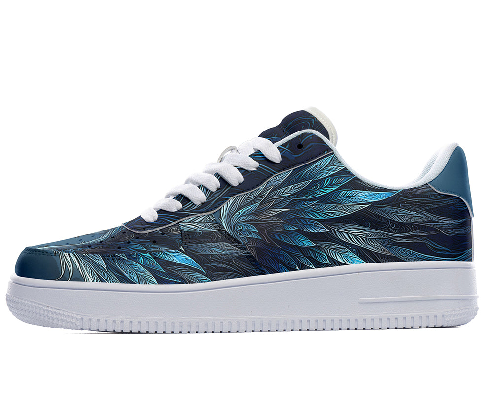 Phoenix Sneakers: Phoenix Feather Pattern Court Sneakers
