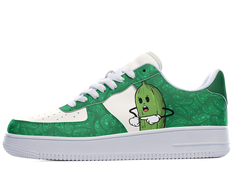 Pickle Sneakers: Cartoon Pickle Pattern Court Sneakers