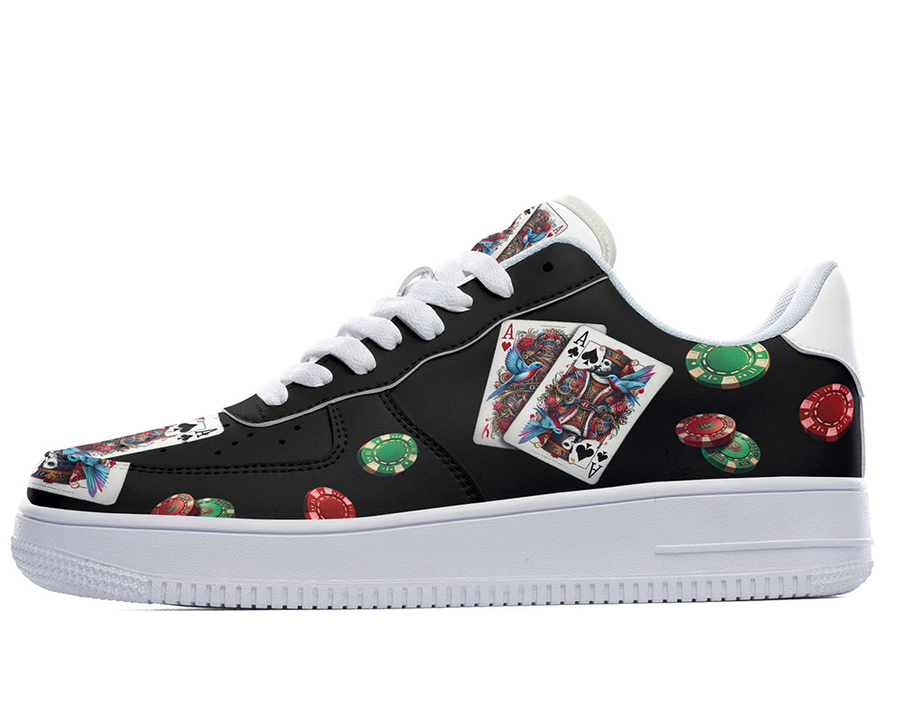 Poker Sneakers: Poker Pattern Court Sneakers