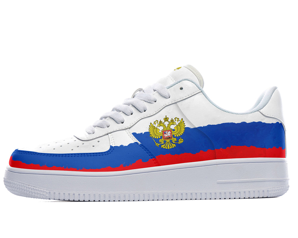 Russian Flag Sneakers: Russian Federation Flag Pattern Court Sneakers