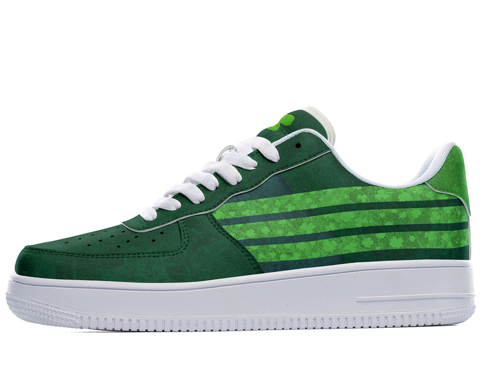 Saint Patrick Sneakers: Shamrock Stripes Court Sneakers