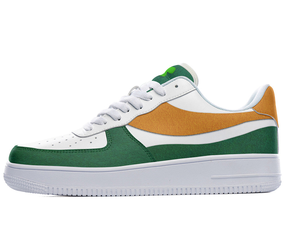 Saint Patrick Sneakers: Green and Gold Court Sneakers