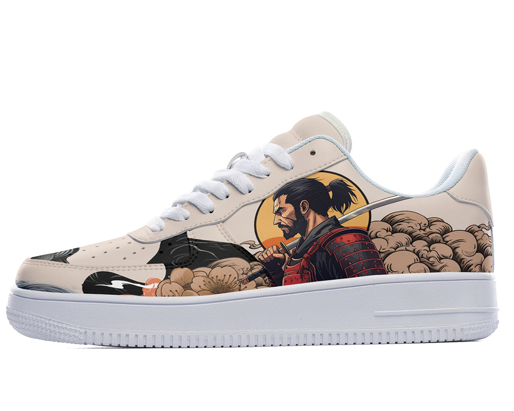 Samurai Sneakers: Samurai Warrior Illustration Court Sneakers