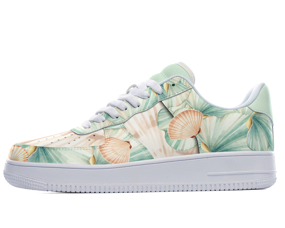 Seashell Sneakers: Seashell Pattern Court Sneakers