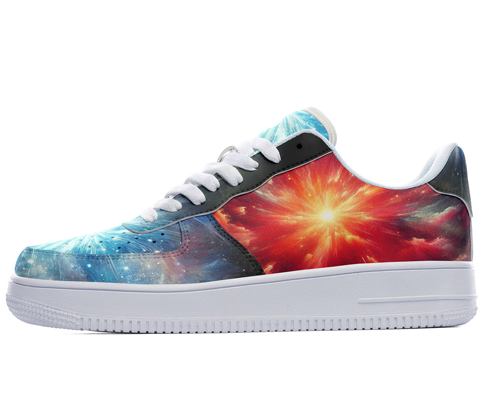 Galaxy Sneakers: Supernova Pattern Court Sneakers