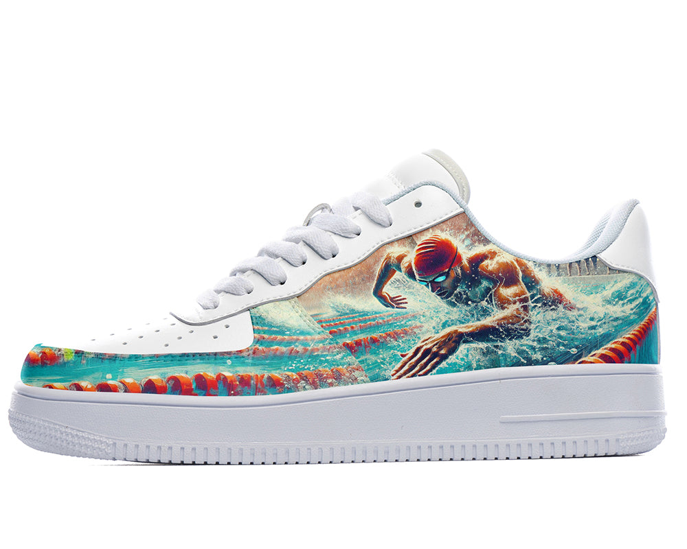 Swimming Sneakers: Swimmer Illustration Court Sneakers