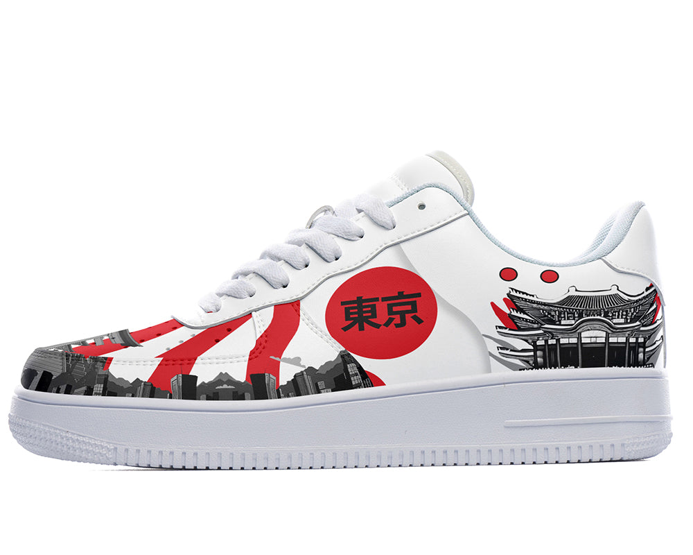 Tokyo Sneakers: Tokyo City Skyline Pattern Court Sneakers