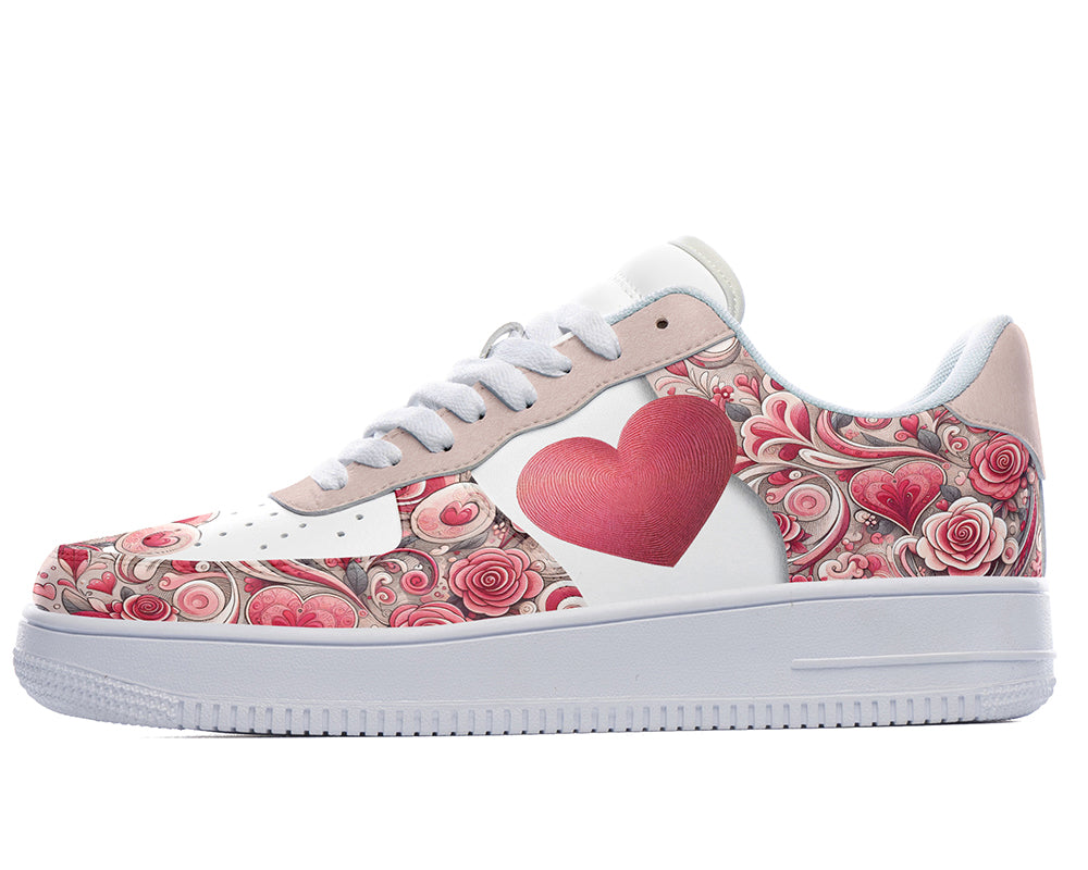 Valentines Sneakers: Heart Pattern Court Sneakers