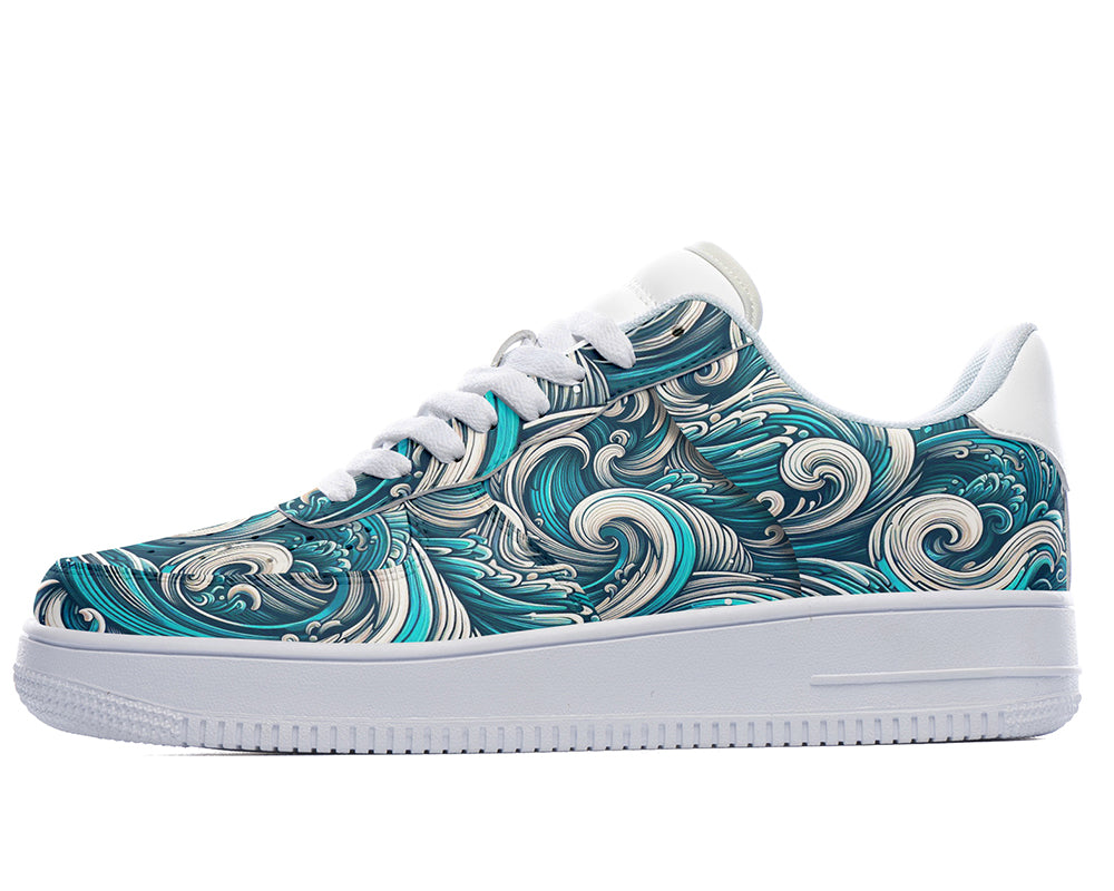 Ocean Wave Sneakers: Wave Pattern Court Sneakers