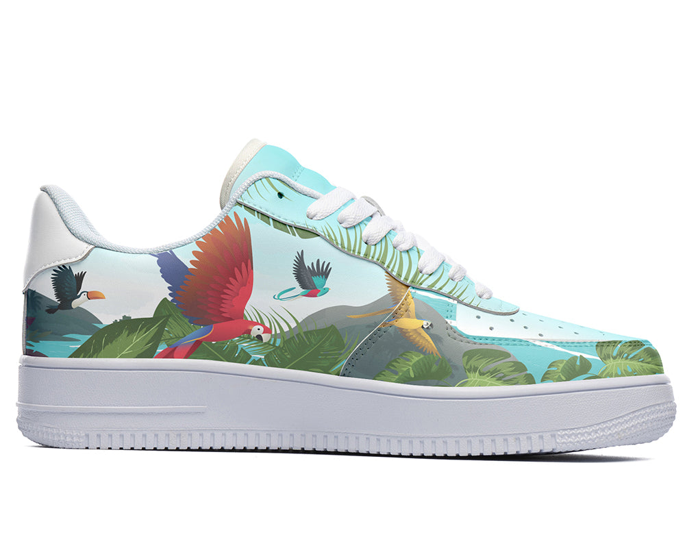 Tropical Bird Sneakers: Tropical Bird Illustration Court Sneakers
