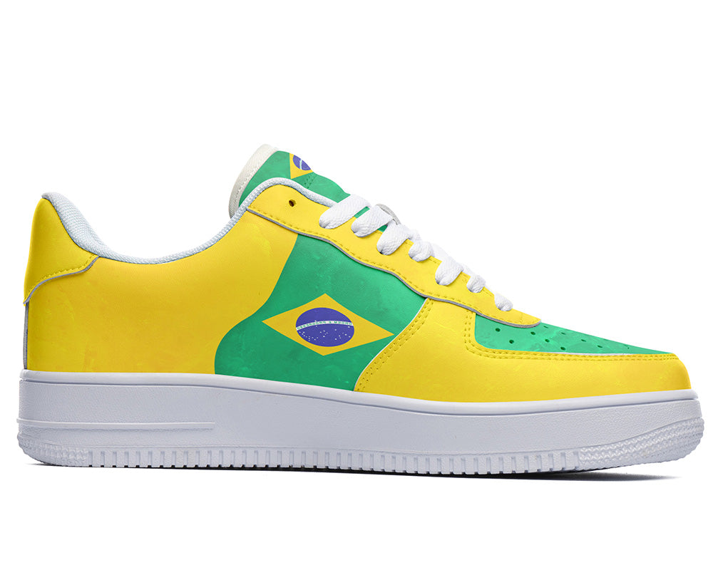 Brazilian Flag Sneakers: Brazilian Flag Pattern Court Sneakers