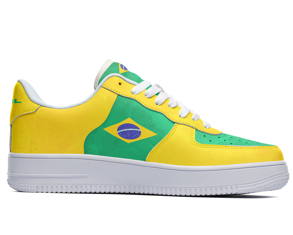 Brazilian Flag Sneakers: Brazilian Flag Pattern Court Sneakers