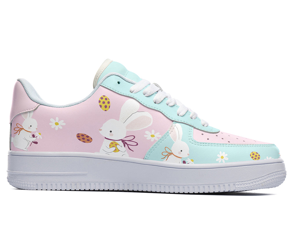 Custom Kiks pastel sneakers with bunny-inspired design for kids and creative adults